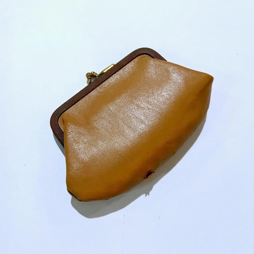 Vintage 60s retro mcm dark brown faux leather purse - Picture 2 of 3